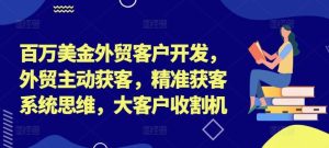 百万美金外贸客户开发,外贸主动获客,精准获客系统思维,大客户收割机-网创项目