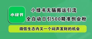 小绿书无脑搬运引流，全自动日引500精准创业粉，微信生态内又一个闷声发财的机会【揭秘】-网创项目