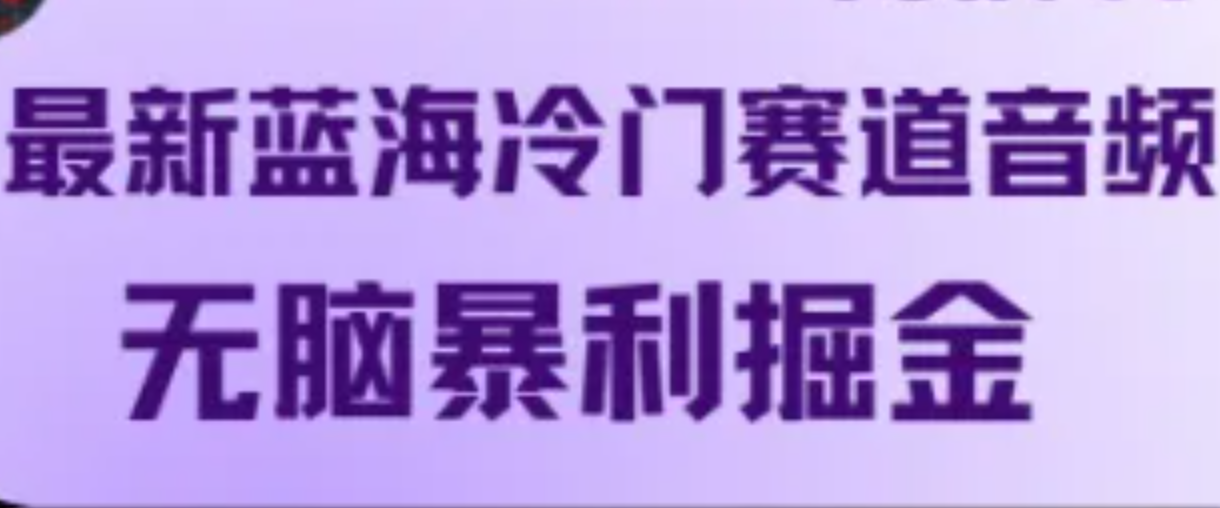 最新蓝海冷门赛道音频，无脑暴利掘金-网创项目