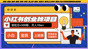 小红书创业粉日+500，月入10W+，无脑操作，每天20分钟-网创项目