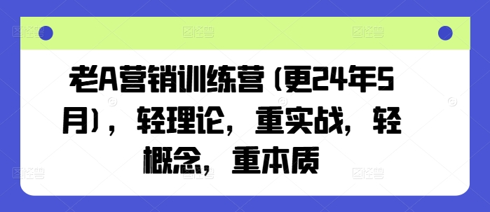老A营销训练营(更24年9月)，轻理论，重实战，轻概念，重本质-网创项目