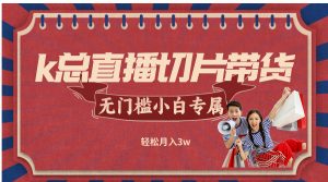 k总直播切片带货,无需授权,无门槛小白轻松月入3w-网创项目