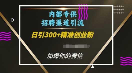 内部招聘渠道日引流300+创业粉，加爆你的微信【揭秘】-网创项目