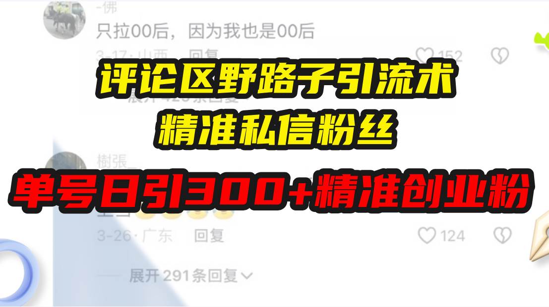 （13676期）评论区野路子引流术，精准私信粉丝，单号日引流300+精准创业粉-网创项目