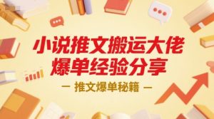 小说推文搬运大佬爆单经验分享,推文爆单秘籍-网创项目