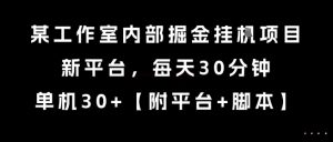 某工作室内部掘金挂G项目，新平台，每天30分钟，单机30+【揭秘】-网创项目