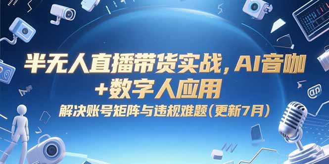 半无人直播带货实战，AI音咖+数字人应用 解决账号矩阵与违规难题(更新7月-网创项目