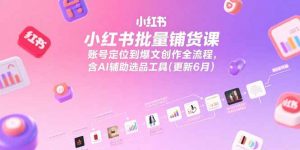 小红书批量铺货课，账号定位到爆文创作全流程，含AI辅助选品工具(更新6月-网创项目