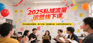 2025私域流量运营线下课，系统讲解私域基建/客户分层/朋友圈文案/公域引流等实操方法-网创项目