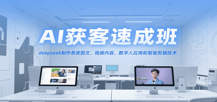 AI获客速成班，deepseek制作各类图文、视频内容，数字人应用和智能剪辑技术-网创项目