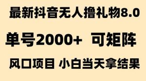 抖音无人撸礼物8.0玩法 全新风口 见效果快 全无人 单号当天产出2000+-网创项目
