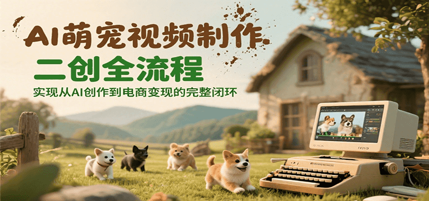 AI萌宠视频制作二创全流程，实现从AI创作到电商变现的完整闭环-网创项目