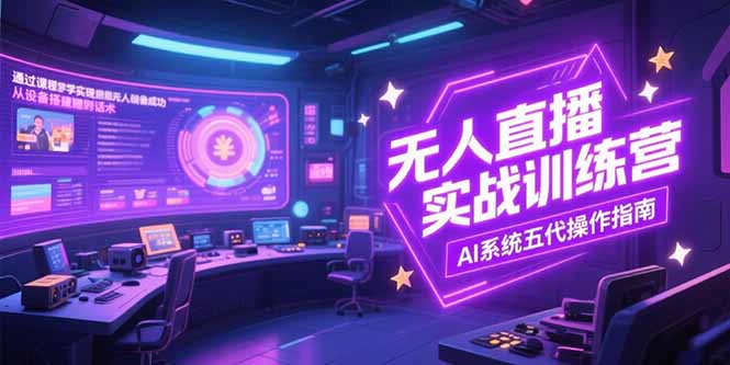 无人直播实操训练营，从设备搭建到话术，AI系统五代操作指南(7月更新-网创项目