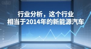 付费文章：行业分析，这个行业，相当于2014年的新能源汽车-网创项目