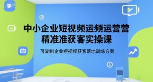 中小企业短视频运营精准获客实操课，可复制企业短视频获客落地训练方案-网创项目