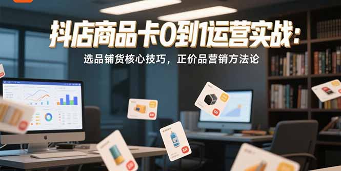 抖店商品卡0到1运营实战：选品铺货核心技巧，正价品营销方法论-网创项目