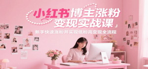 小红书博主涨粉变现实战课,新手快速涨粉并实现低粉高变现全流程-网创项目