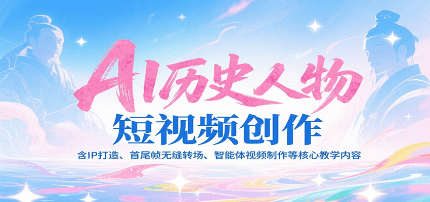 AI历史人物短视频创作，含IP打造、首尾帧无缝转场、智能体视频制作等核心教学内容-网创项目