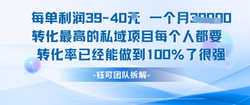 每单利润40一个月7k+转化最高的私域项目，每个人都要的产品转化率已经能做到100%-网创项目