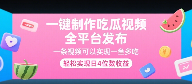 一键制作吃瓜视频，全平台发布，一条视频可以实现一鱼多吃，轻松实现日4位数收益【揭秘】-网创项目