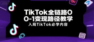 TikTok全链路0-1变现路径教学，入局TikTok必学内容-网创项目