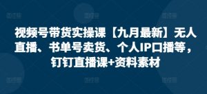 视频号带货实操课【25年7月最新】无人直播、书单号卖货、个人IP口播等，钉钉直播课+资料素材-网创项目