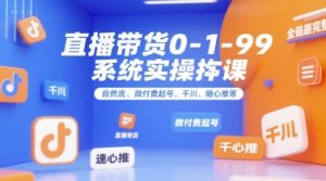 直播带货0~1~99系统实操课,自然流、微付费起号、千川、随心推等,直播带货全链路完整逻辑-网创项目