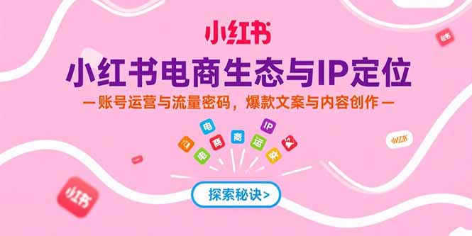 小红书电商生态与IP定位，账号运营与流量密码，爆款文案与内容创作-网创项目