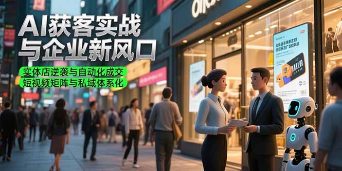 AI获客实战与企业新风口，实体店逆袭与自动化成交 短视频矩阵与私域体系化-网创项目