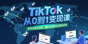 TikTok从0到1变现课，账号注册全流程，爆款内容制作与矩阵运营-网创项目