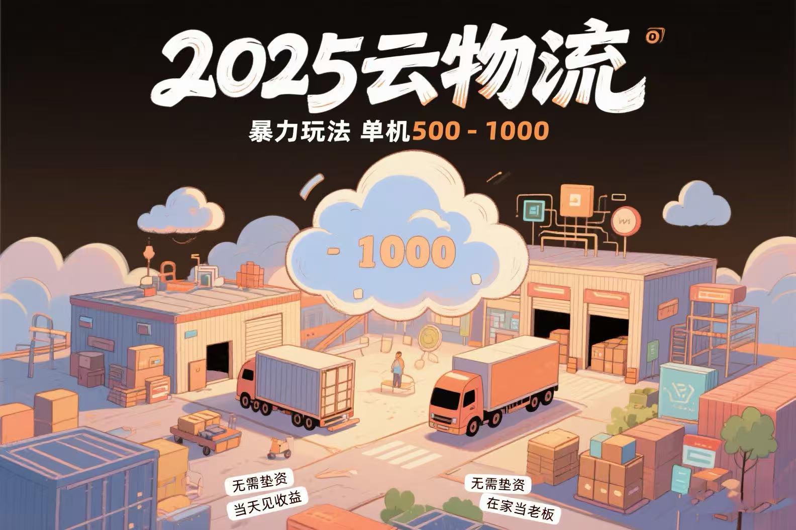 云物流赚差价，项目纯利润500~1000，无需垫资，当天到账。不需要有车，…-网创项目