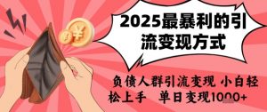 2025年最暴利的引流变现方式，负债人群引流变现，小白轻松上手，日入1k-网创项目