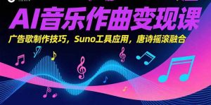 AI音乐作曲变现课,广告歌制作技巧,Suno工具应用,唐诗摇滚融合-网创项目