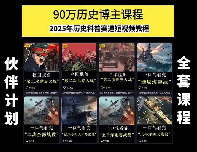 图片[1]-短视频历史赛道实战教程，手机电脑双端剪辑教程和账号运营指南与变现技巧-网创项目