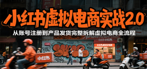 小红书虚拟电商实战2.0,从账号注册到产品发货完整拆解虚拟电商全流程-网创项目