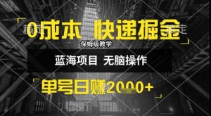 0成本快递掘金玩法，日入1k+，小白30分钟上手，收益嘎嘎猛【揭秘】-网创项目