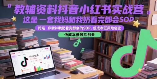 教辅资料抖音小红书实战营，这是一套我妈和我奶看完都会的SOP，低成本低风险创业(更新)-网创项目