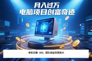 最新电脑项目单机每天收益300+ 带有团队管道收益 可无限放大 月入过万…-网创项目