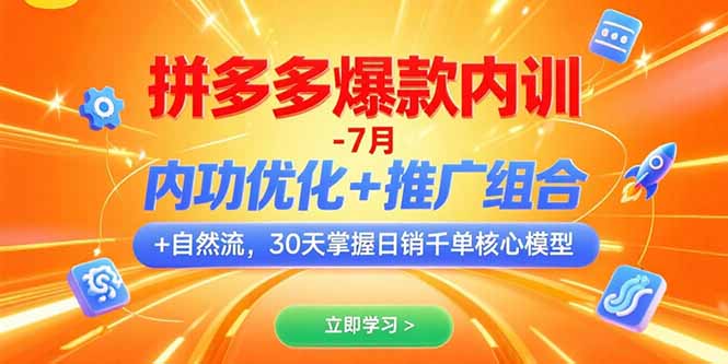 拼多多爆款内训-7月 内功优化+推广组合+自然流 30天掌握日销千单核心模型-网创项目