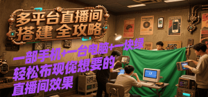 多平台直播间搭建全攻略,一部手机+一台电脑+一块绿布轻松实现你想要的直播间效果-网创项目