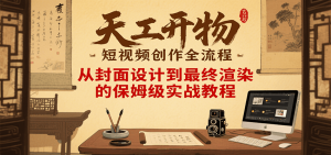 天工开物短视频创作全流程，从封面设计到最终渲染的保姆级实战教程-网创项目