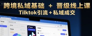 跨境私域基础+晋级线上课,Tilktok引流+私域成交-网创项目