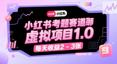 小红书考题赛道虚拟项目1.0，项目操作简单，每天收益2-3张-网创项目
