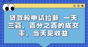 贷款粉申请拉新，一天三张，百分之百的成交率，当天见收益【揭秘】-网创项目