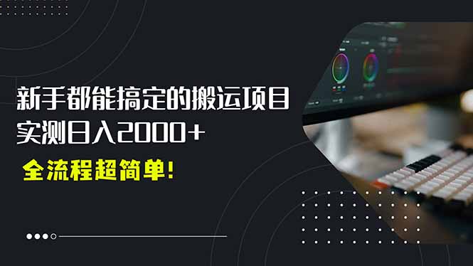 平台主动扶持的新风口，0基础轻松起号，搬运剪辑日入2000+！-网创项目