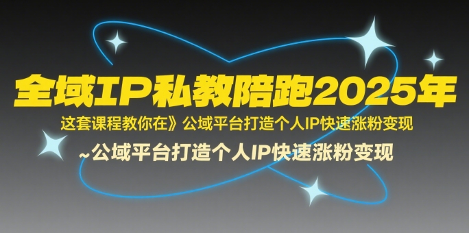 全域IP私教陪跑2025年，这套课程教你在公域平台打造个人IP快速涨粉变现-网创项目