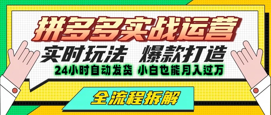 拼多多最新实战运营高投产：长久稳定项目，单店利润一天三位数-网创项目