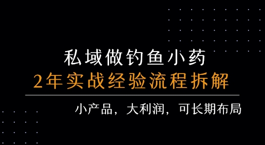 私域做钓鱼小药 每单利润3张+ 详细流程拆解-网创项目