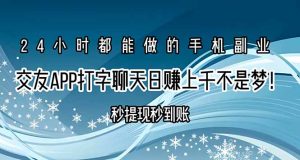 交友APP打字聊天赚钱秒提现秒到账，日赚上千不是梦！-网创项目