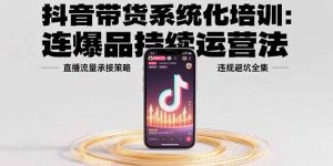 抖音带货系统化培训：连爆品持续运营法，直播流量承接策略，违规避坑全集-网创项目